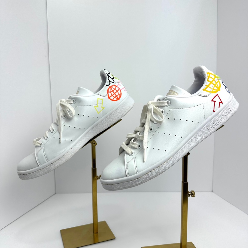 Adidas Stan Smith Primegreen White Multi‎ Color Graphic Doodle Sneakers GX4448